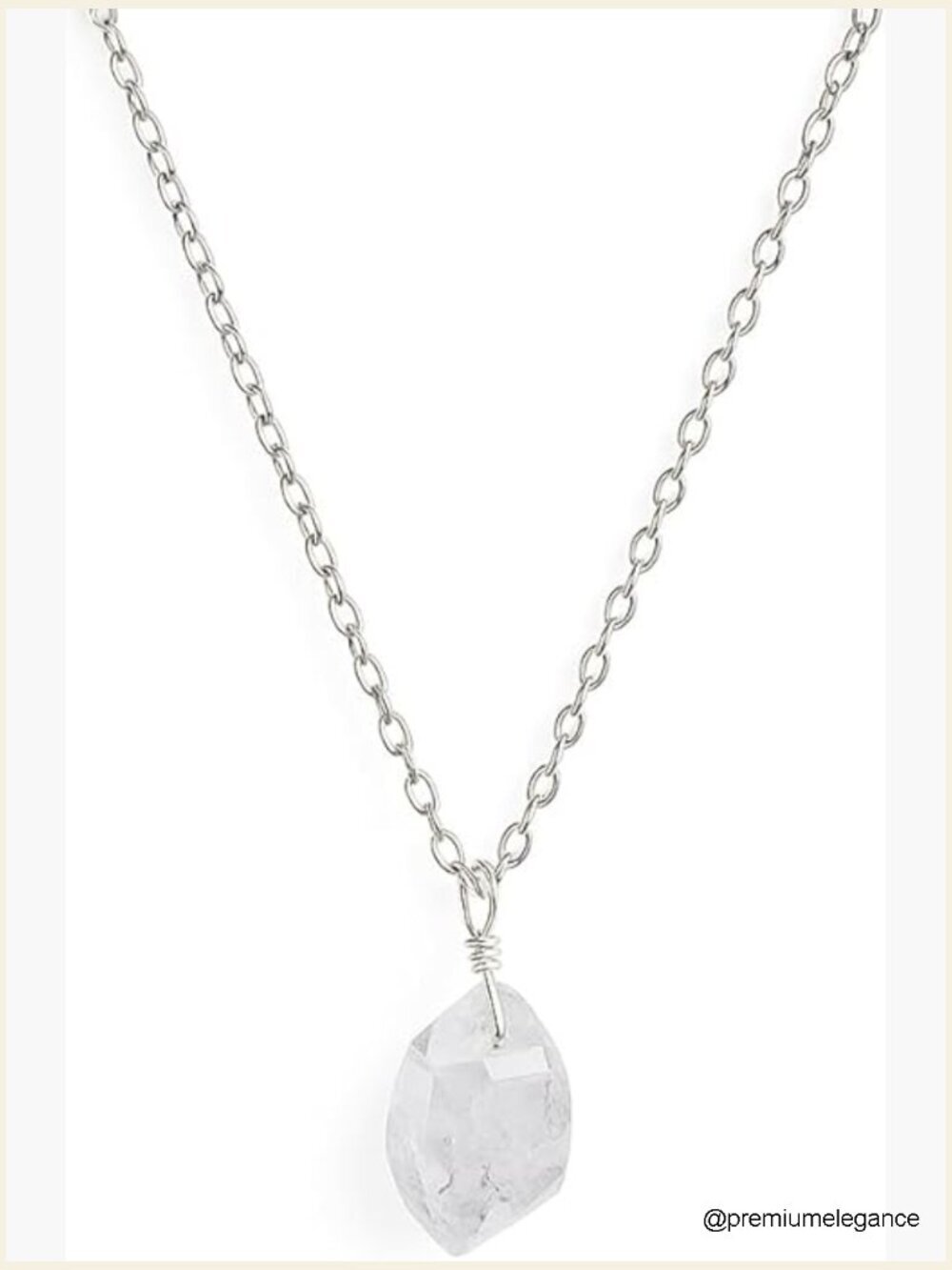 Raw Herkimer Crystal Pendant Necklace, 925 Sterling Silver, Adjustable Chain